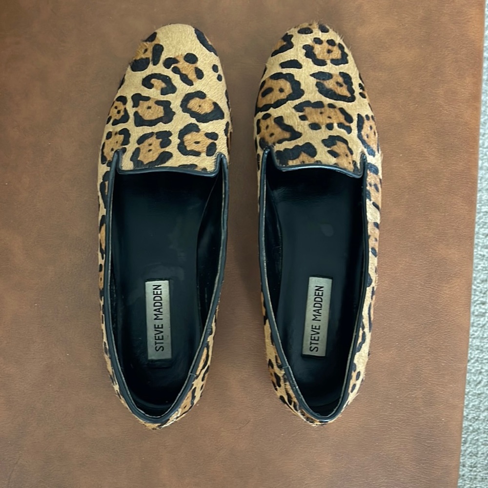 Leopard Cowhide Leather Loafers